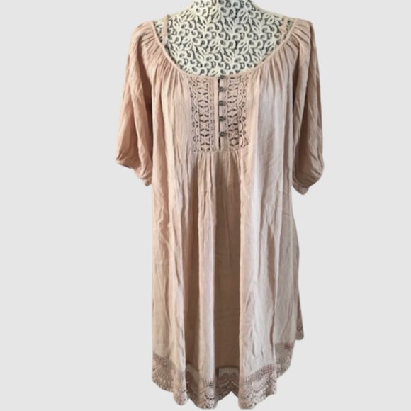 Forever 21 Cold Shoulder Tunic Dress with Lace Details Pink - Size Medium - Picture 2 of 5